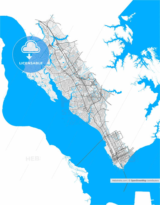 Newport News, Virginia, United States, high resolution vector map - Instant download PDF and JPG