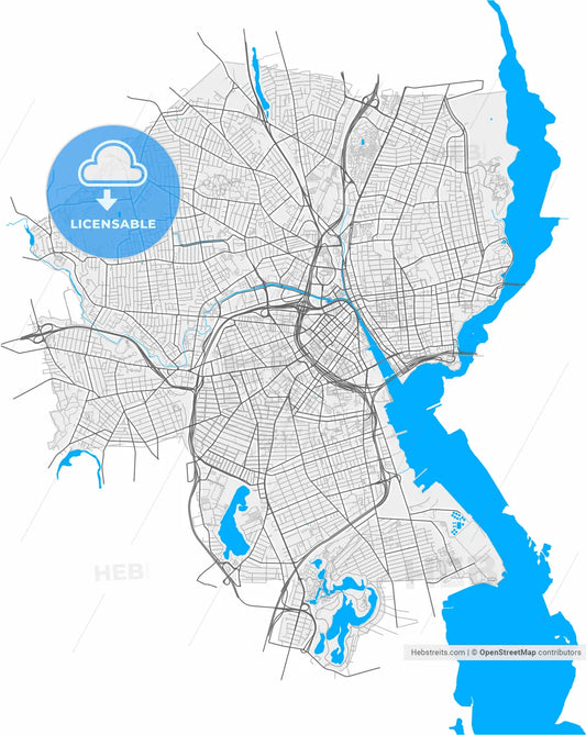 Providence, Rhode Island, United States, high resolution vector map - Instant download PDF and JPG