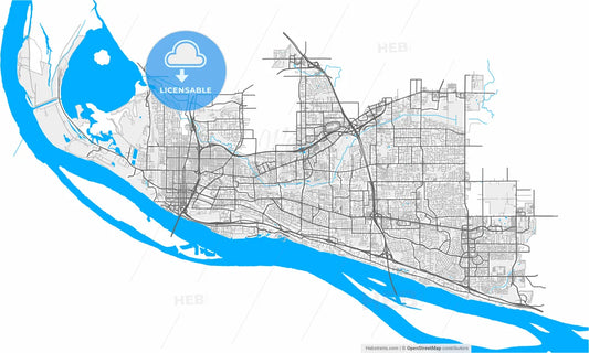 Vancouver, Washington, United States, high resolution vector map - Instant download PDF and JPG