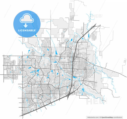McKinney, Texas, United States, high resolution vector map - Instant download PDF and JPG
