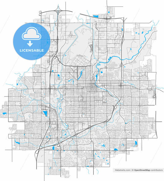 Sioux Falls, South Dakota, United States, high resolution vector map - Instant download PDF and JPG