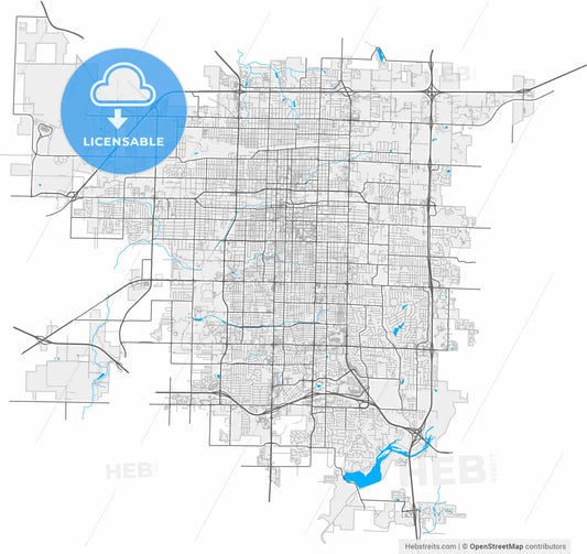Springfield, Missouri, United States, high resolution vector map - Instant download PDF and JPG