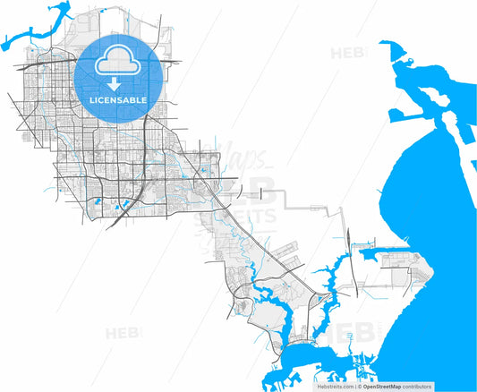 Pasadena, Texas, United States, high resolution vector map - Instant download PDF and JPG