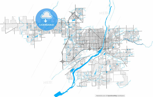 Joliet, Illinois, United States, high resolution vector map - Instant download PDF and JPG