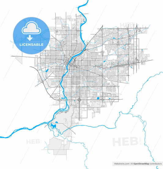 Rockford, Illinois, United States, high resolution vector map - Instant download PDF and JPG