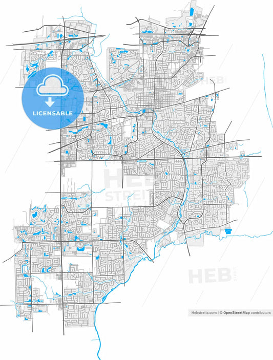 Naperville, Illinois, United States, high resolution vector map - Instant download PDF and JPG
