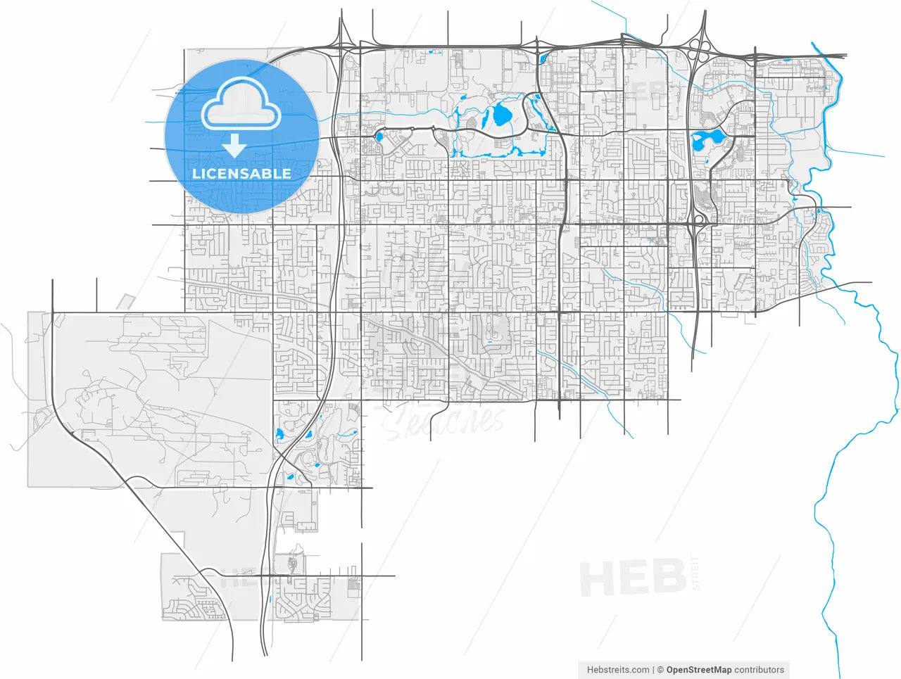 West Valley City, Utah, United States, high resolution vector map - Instant download PDF and JPG