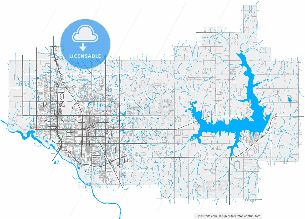 Norman, Oklahoma, United States, high resolution vector map - Instant download PDF and JPG