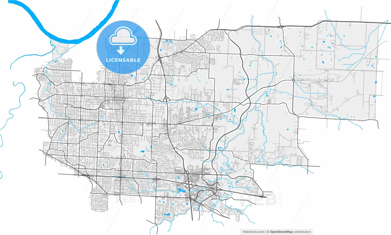 Independence, Missouri, United States, high resolution vector map - Instant download PDF and JPG