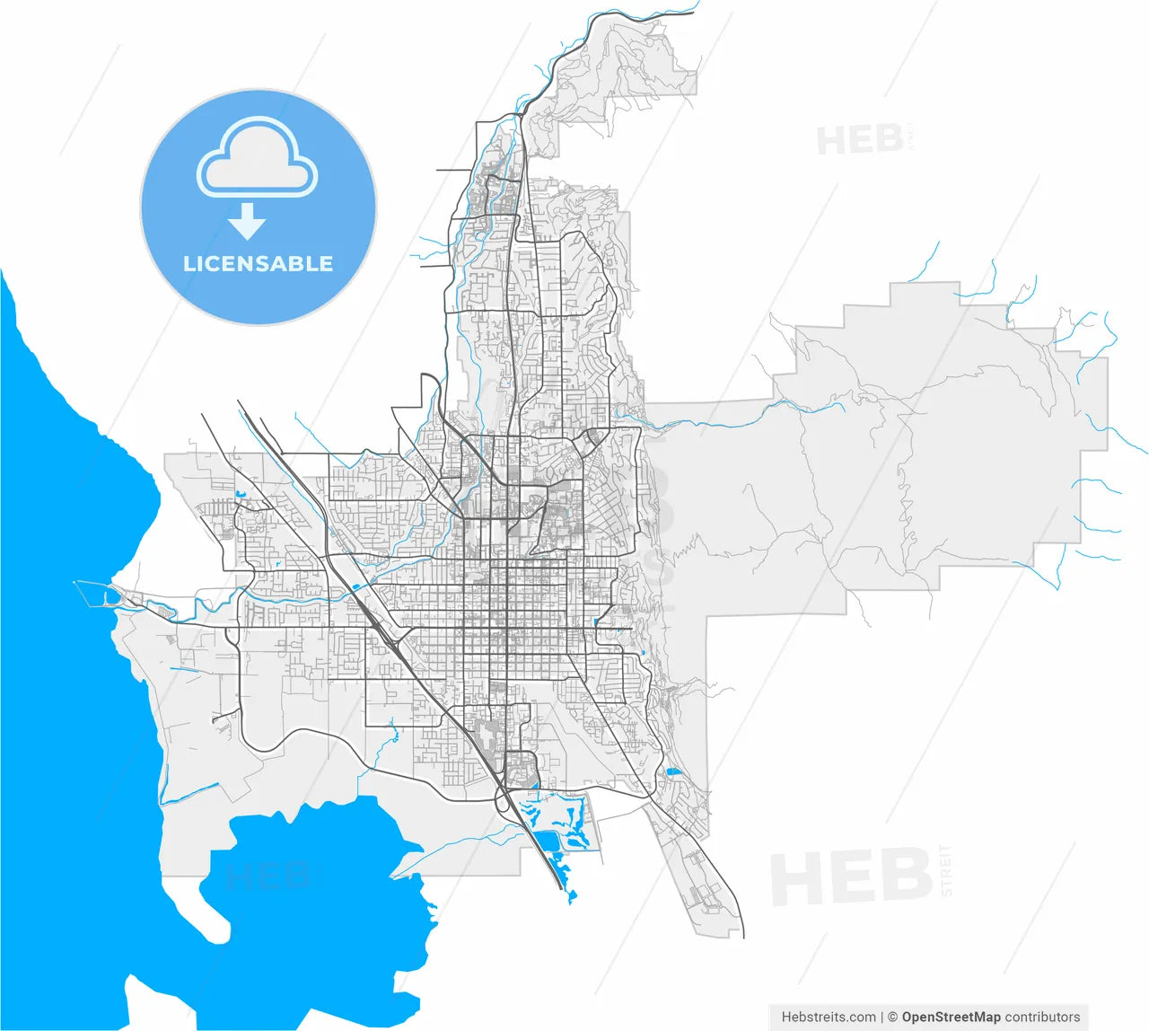 Provo, Utah, United States, high resolution vector map - Instant download PDF and JPG