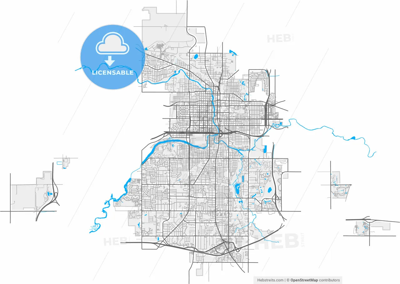 Lansing, Michigan, United States, high resolution vector map - Instant download PDF and JPG