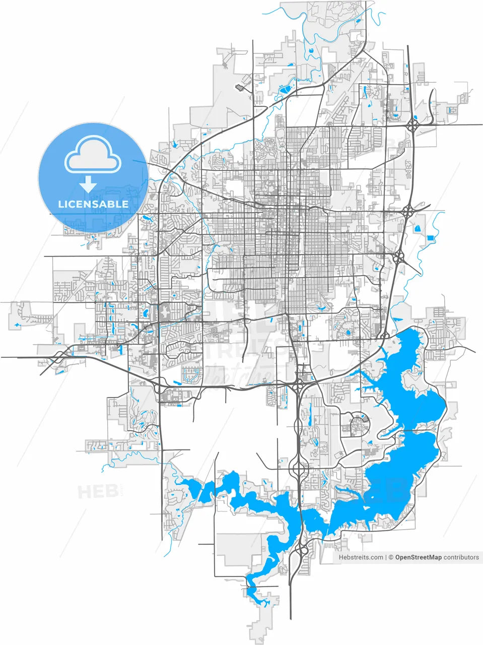 Springfield, Illinois, United States, high resolution vector map - Instant download PDF and JPG