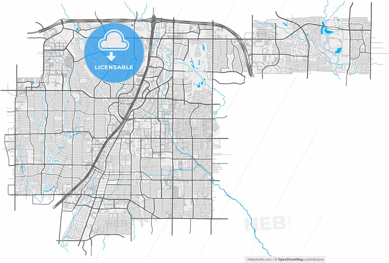 Richardson, Texas, United States, high resolution vector map - Instant download PDF and JPG