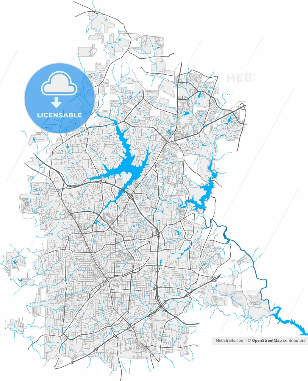 High Point, North Carolina, United States, high resolution vector map - Instant download PDF and JPG