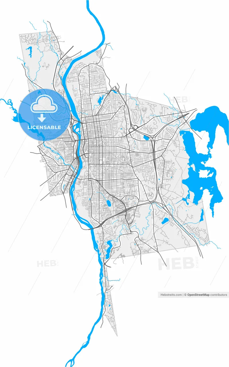 Manchester, New Hampshire, United States, high resolution vector map - Instant download PDF and JPG