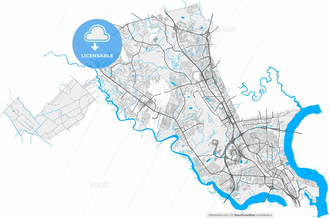 North Charleston, South Carolina, United States, high resolution vector map - Instant download PDF and JPG