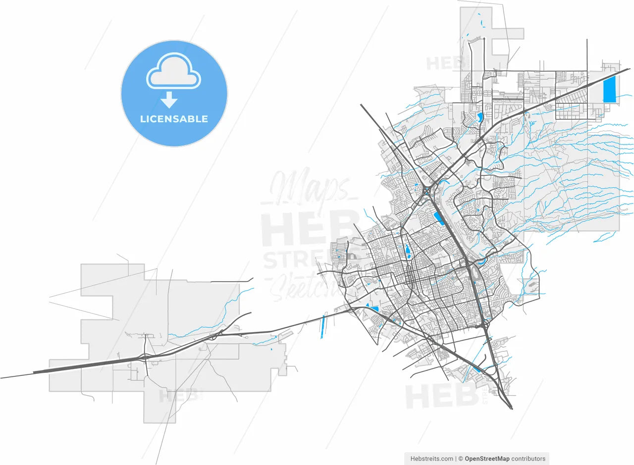 Las Cruces, New Mexico, United States, high resolution vector map - Instant download PDF and JPG