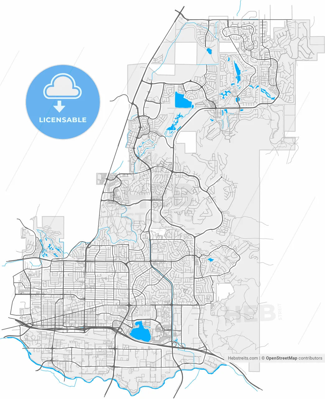 Sparks, Nevada, United States, high resolution vector map - Instant download PDF and JPG