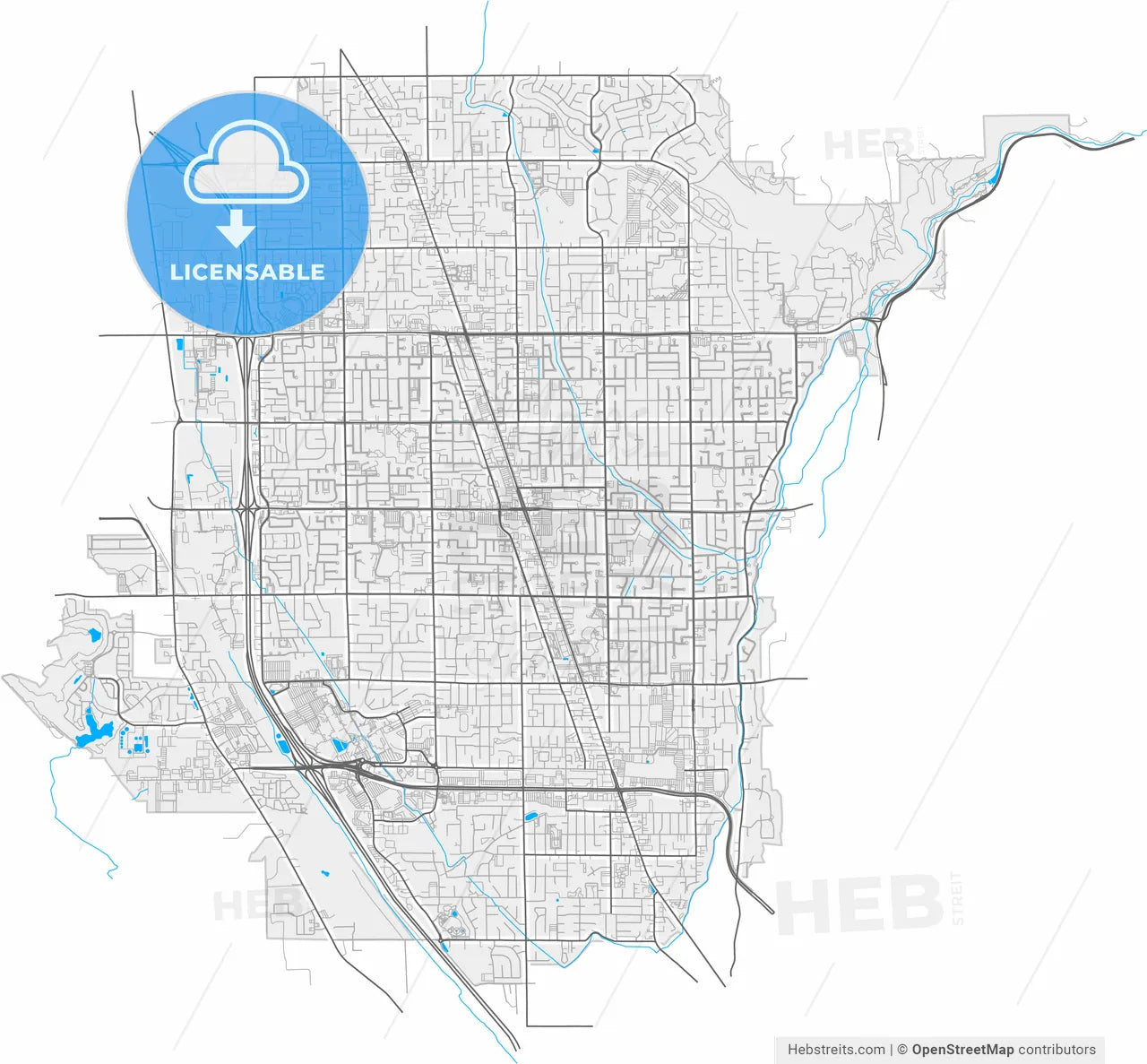 Orem, Utah, United States, high resolution vector map - Instant download PDF and JPG