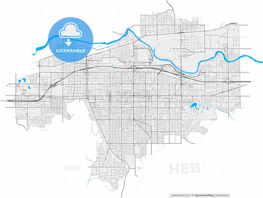 Spokane Valley, Washington, United States, high resolution vector map - Instant download PDF and JPG