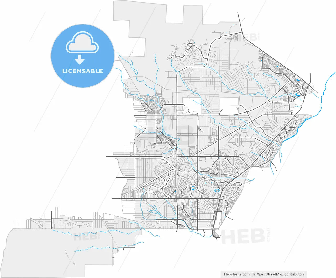 Rio Rancho, New Mexico, United States, high resolution vector map - Instant download PDF and JPG