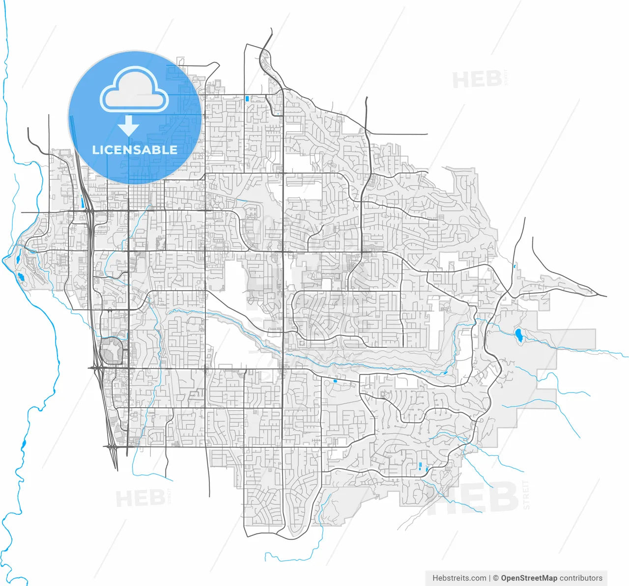 Sandy, Utah, United States, high resolution vector map - Instant download PDF and JPG
