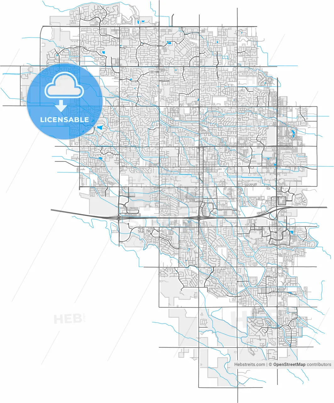 Meridian, Idaho, United States, high resolution vector map - Instant download PDF and JPG