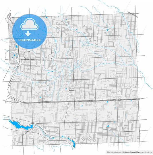 Livonia, Michigan, United States, high resolution vector map - Instant download PDF and JPG