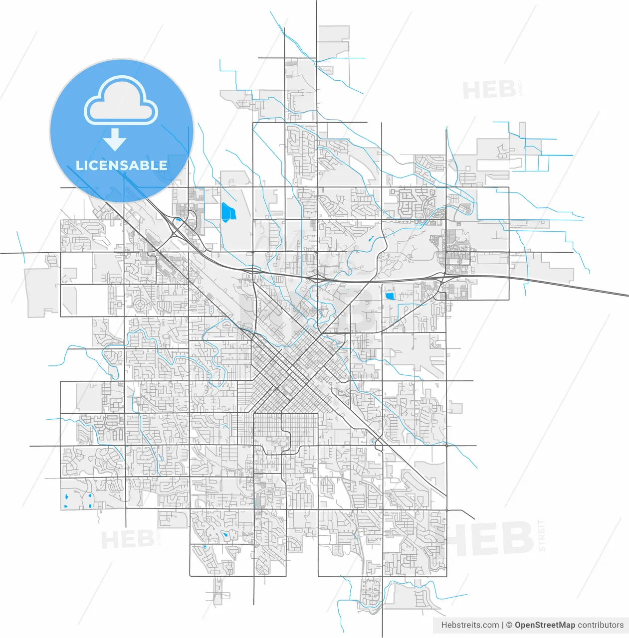 Nampa, Idaho, United States, high resolution vector map - Instant download PDF and JPG