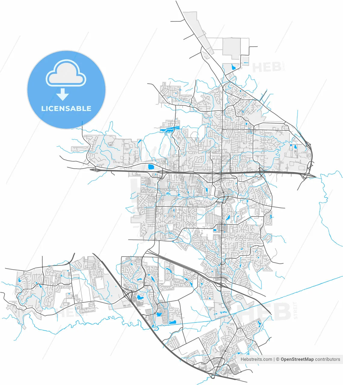 O Fallon, Missouri, United States, high resolution vector map - Instant download PDF and JPG