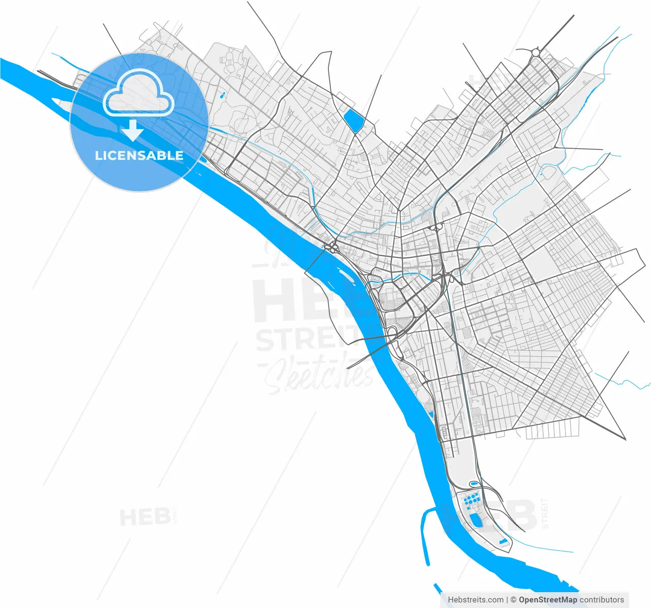 Trenton, New Jersey, United States, high resolution vector map - Instant download PDF and JPG