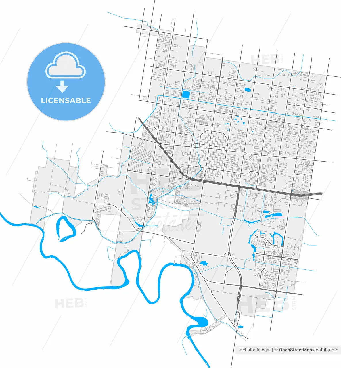 Mission, Texas, United States, high resolution vector map - Instant download PDF and JPG