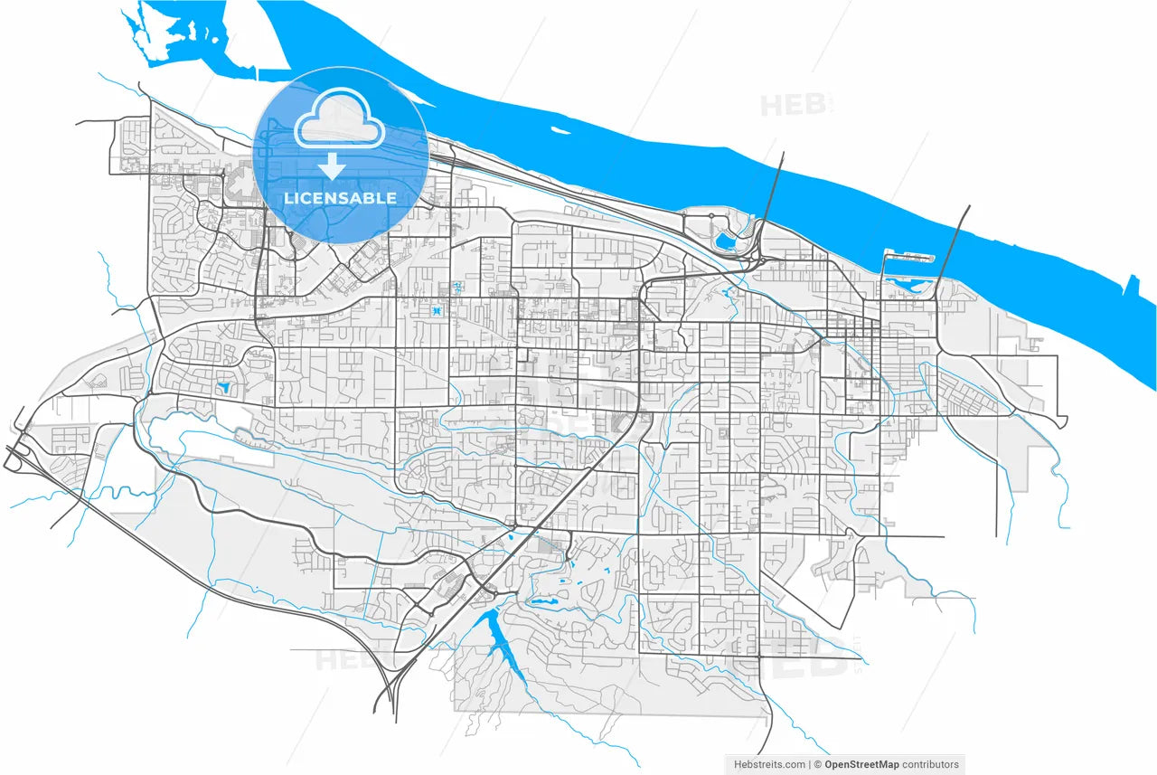 Kennewick, Washington, United States, high resolution vector map - Instant download PDF and JPG