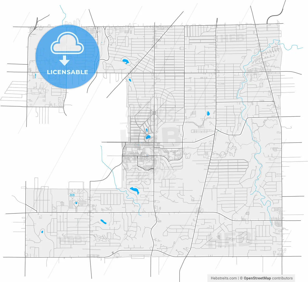Parma, Ohio, United States, high resolution vector map - Instant download PDF and JPG