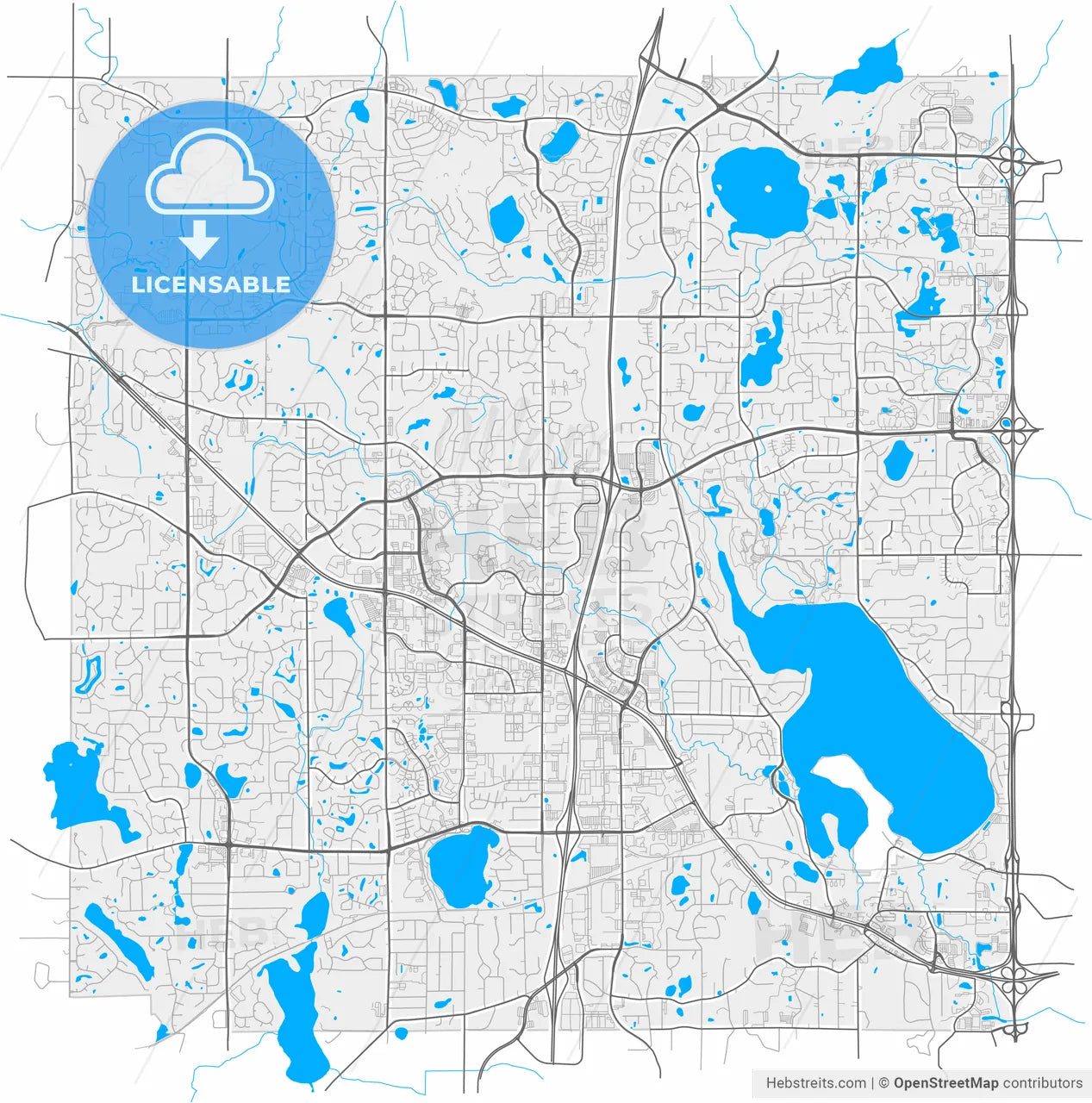 Plymouth, Minnesota, United States, high resolution vector map - Instant download PDF and JPG