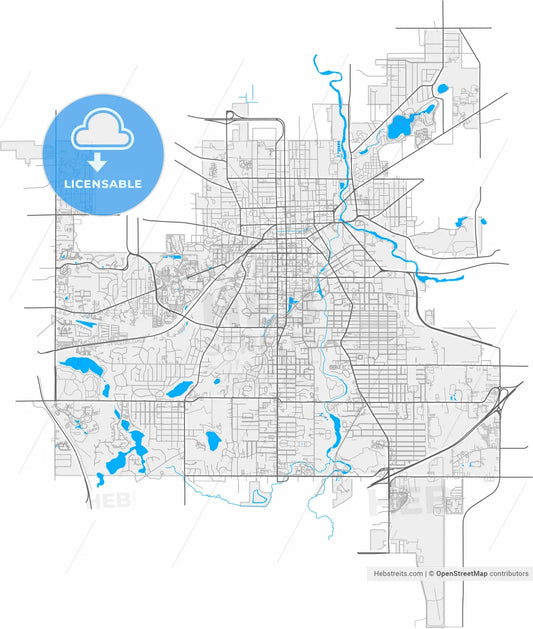 Kalamazoo, Michigan, United States, high resolution vector map - Instant download PDF and JPG