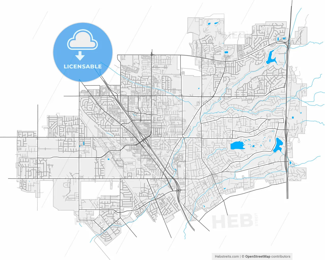 Layton, Utah, United States, high resolution vector map - Instant download PDF and JPG