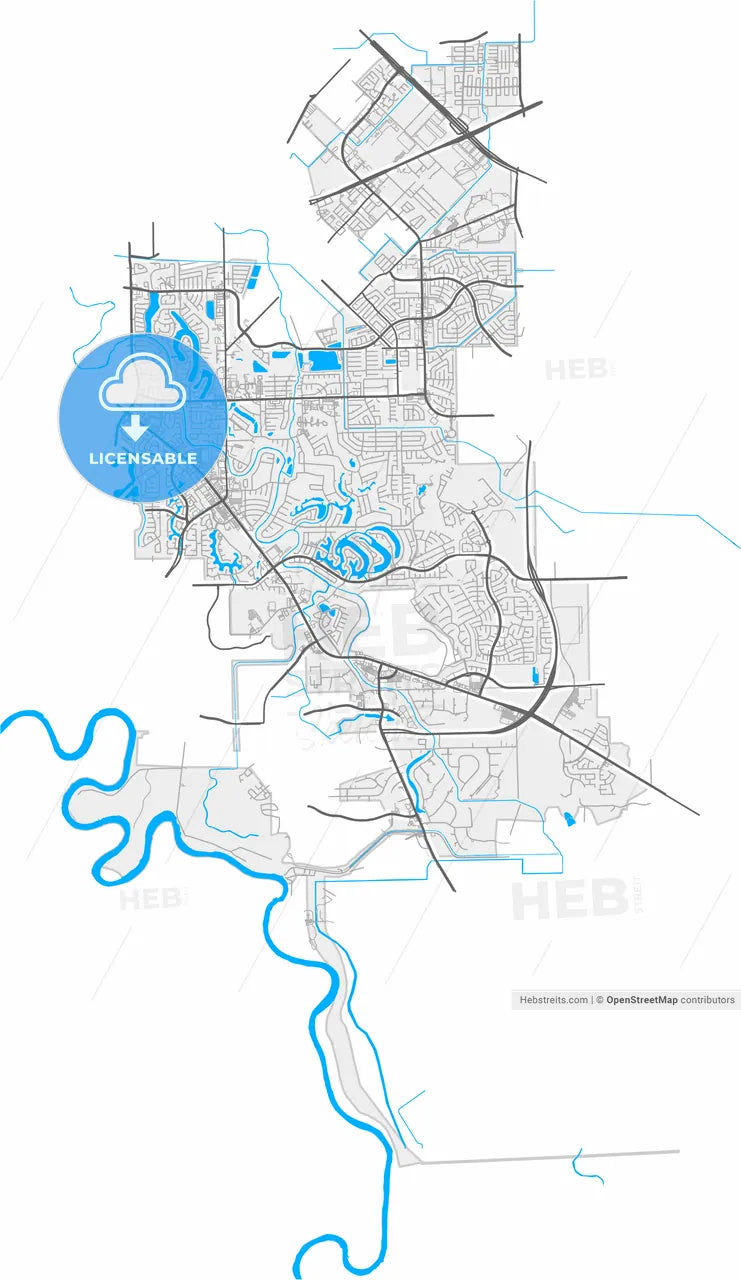 Missouri City, Texas, United States, high resolution vector map - Instant download PDF and JPG