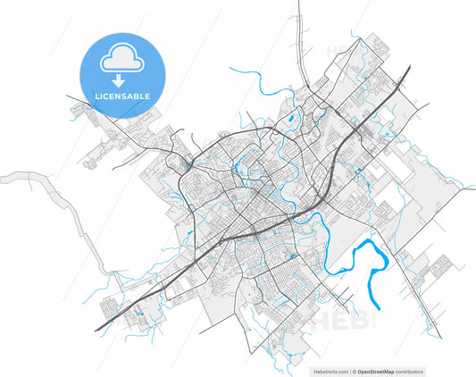 New Braunfels, Texas, United States, high resolution vector map - Instant download PDF and JPG