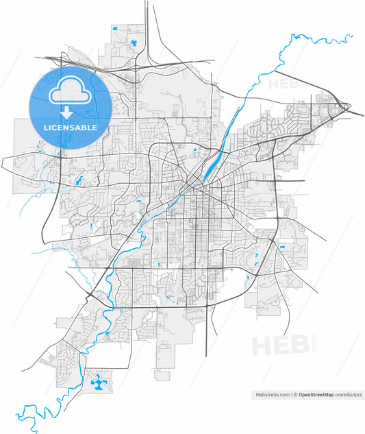 Waukesha, Wisconsin, United States, high resolution vector map - Instant download PDF and JPG