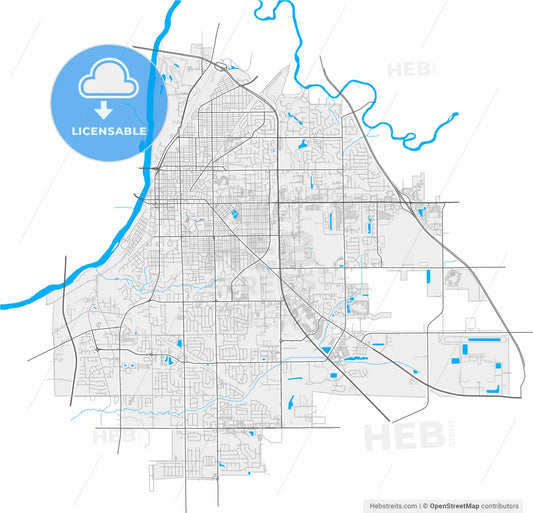 Lafayette, Indiana, United States, high resolution vector map - Instant download PDF and JPG