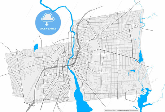 Pawtucket, Rhode Island, United States, high resolution vector map - Instant download PDF and JPG