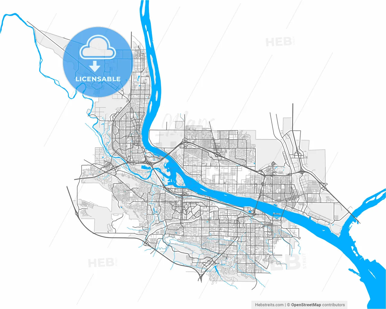 Pasco, Washington, United States, high resolution vector map - Instant download PDF and JPG