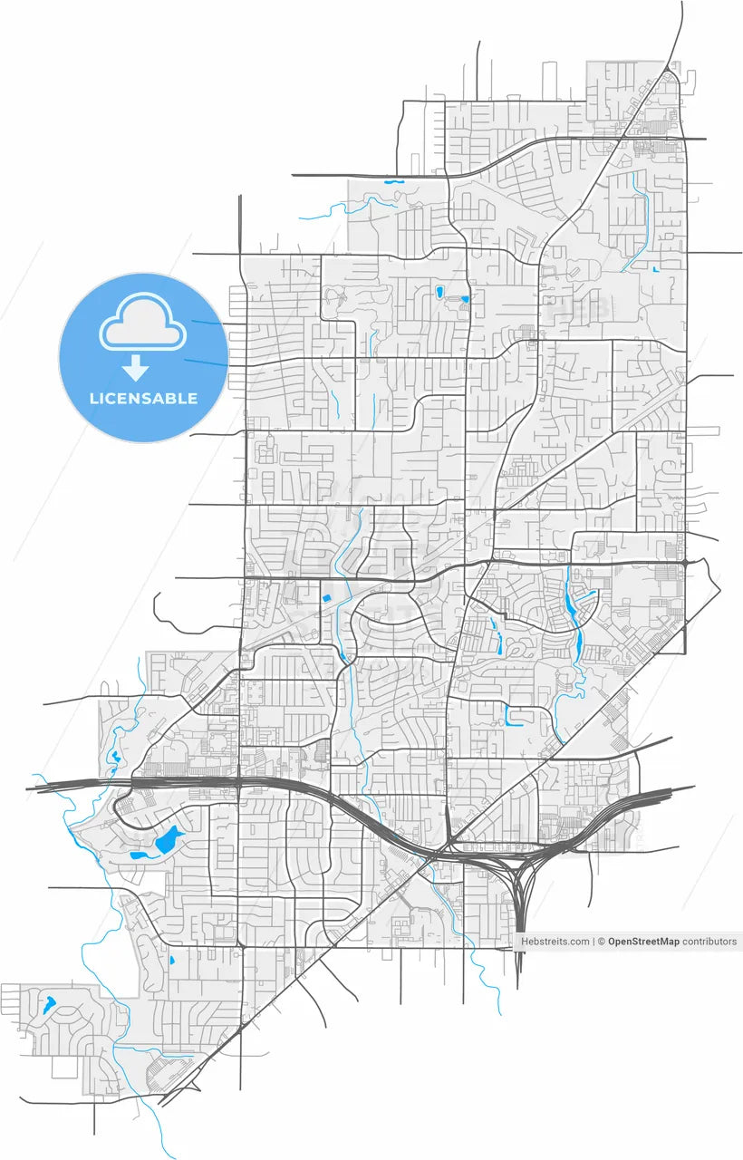 North Richland Hills, Texas, United States, high resolution vector map - Instant download PDF and JPG