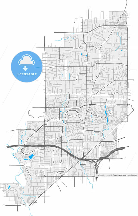North Richland Hills, Texas, United States, high resolution vector map - Instant download PDF and JPG