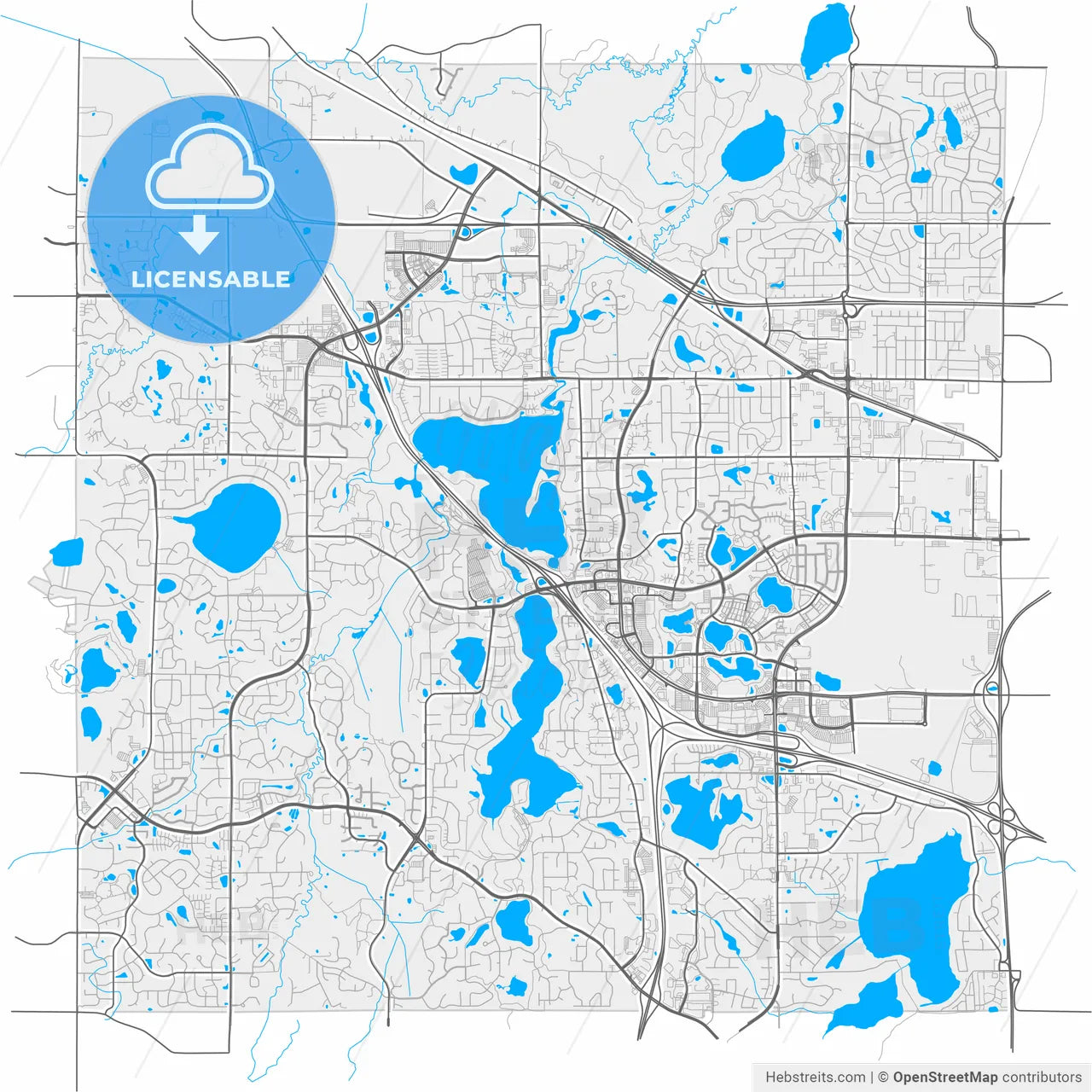 Maple Grove, Minnesota, United States, high resolution vector map - Instant download PDF and JPG