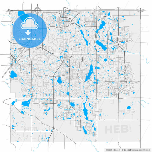 Woodbury, Minnesota, United States, high resolution vector map - Instant download PDF and JPG