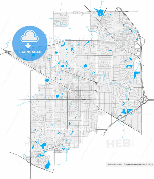 Palatine, Illinois, United States, high resolution vector map - Instant download PDF and JPG