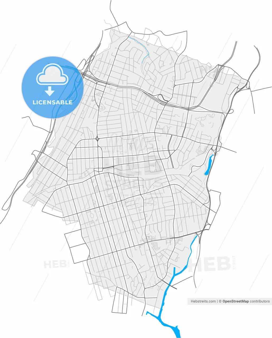 Mount Vernon, New York, United States, high resolution vector map - Instant download PDF and JPG