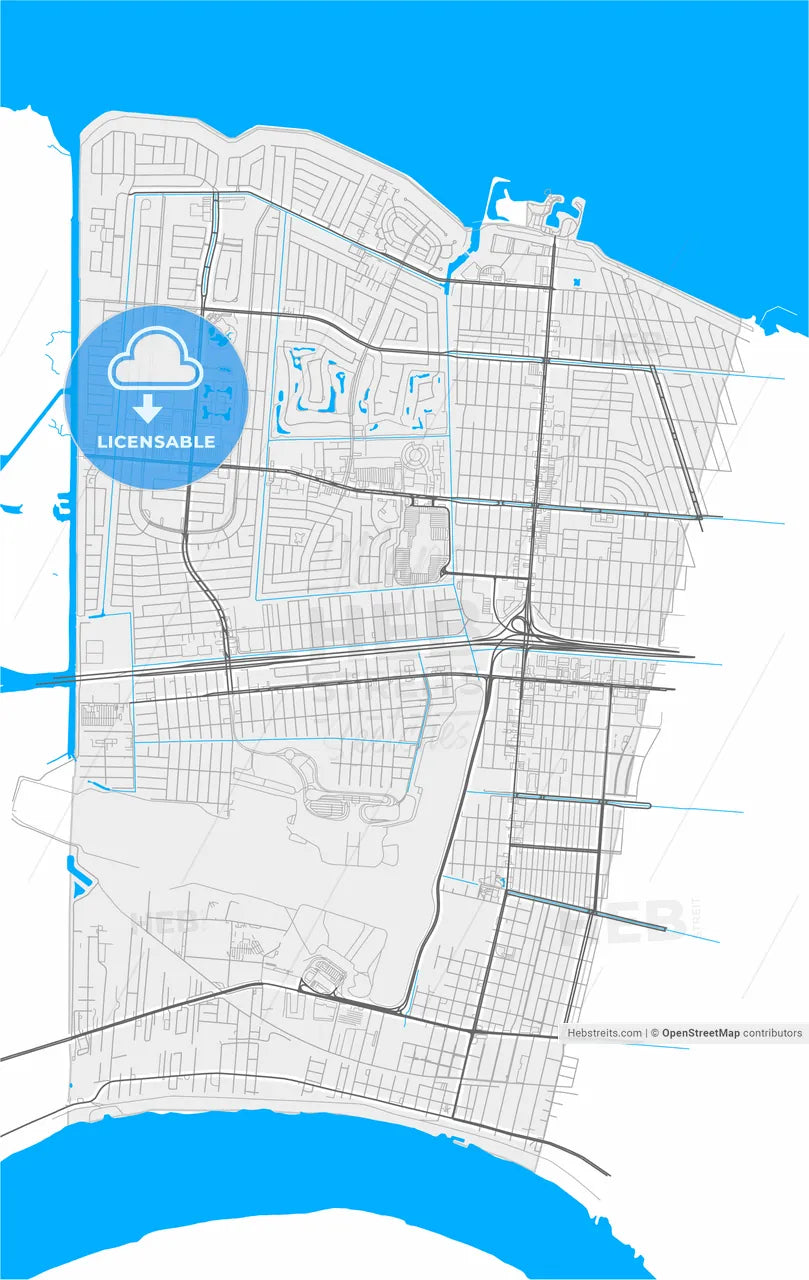 Kenner, Louisiana, United States, high resolution vector map - Instant download PDF and JPG
